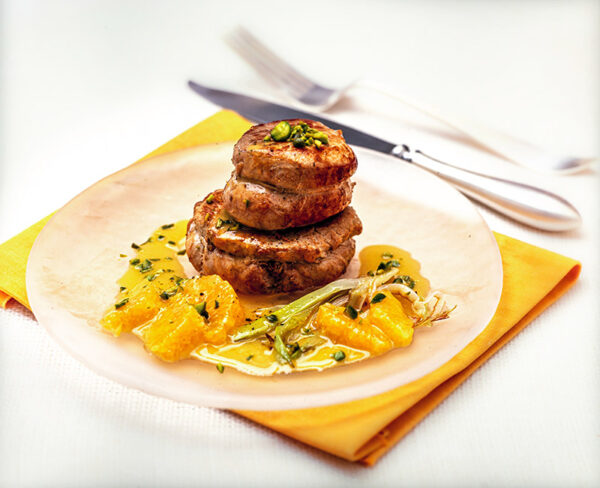 TOURNEDOS DI VITELLO CON ARANCE E CIPOLLOTTI - 3069