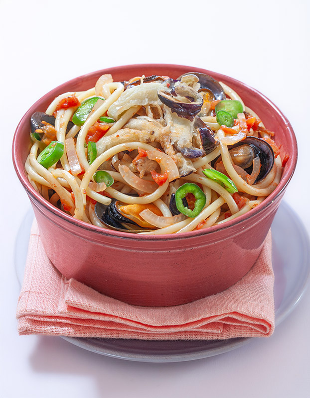PERCIATELLI ALLE COZZE E MELANZANE - 3384 - immagine 1