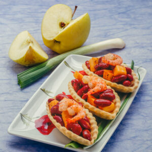 TARTELLETTE CON ZUCCA, GAMBERI E FAGIOLI ROSSI - 6894
