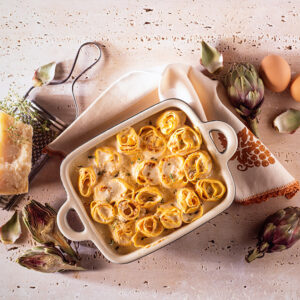 PIROFILA DI LASAGNE ARROTOLATE CON BESCIAMELLA CARCIOFI E GRANA - 6104