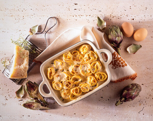 PIROFILA DI LASAGNE ARROTOLATE CON BESCIAMELLA CARCIOFI E GRANA - 6104