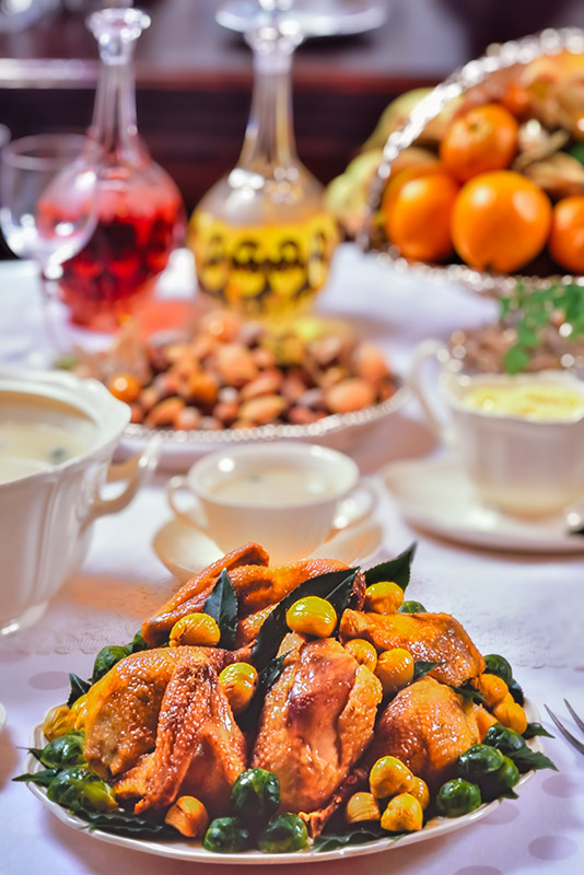 FARAONA CON CASTAGNE E CAVOLINI DI BRUXELLES - 5590