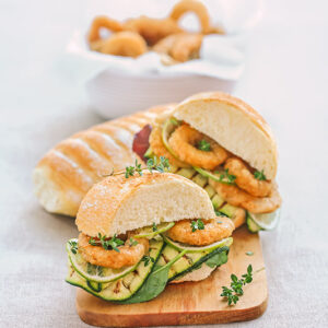 PANINI CON ZUCCHINE GRIGLIATE LIMONE CALAMARI ANELLI DI TOTANO PANATI SPINACINO TIMO LIMONE - 1664