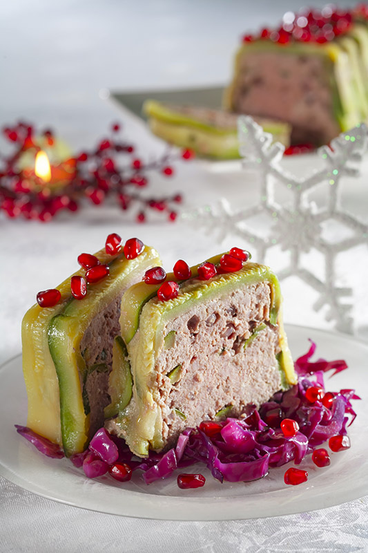 TERRINA DI ZUCCHINE CARNE TRITA SCALOGNO MELAGRANA - 3418