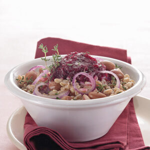 FARRO CON BORLOTTI CIPOLLA ROSSA TIMO CREMA DI BARBABIETOLA - 7376