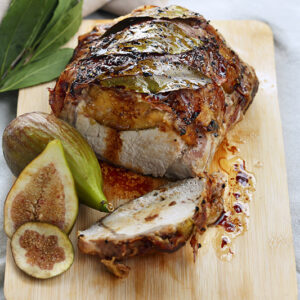 LONZA DI MAIALE  FARCITA AI FICHI CON PANCETTA ARROTOLATA PEPE ALLORO - 7978