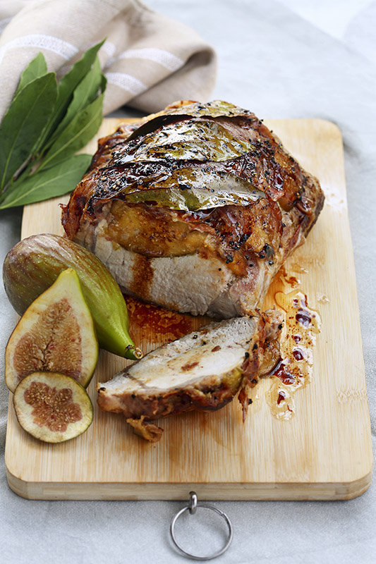 LONZA DI MAIALE  FARCITA AI FICHI CON PANCETTA ARROTOLATA PEPE ALLORO - 7978