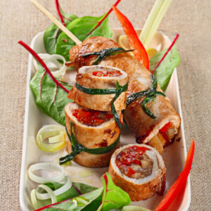 INVOLTINI DI LONZA PORRI PEPERONE E SEDANO – 0339