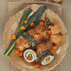 INVOLTINI DI PETTO DI POLLO CAVOLO NERO ZUCCA AMARETTI - 0352
