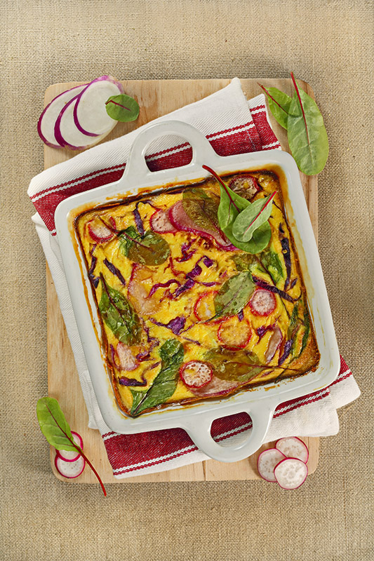 CLAFOUTIS DI RAPE E RAPANELLI BIETA ROSSA CAVOLO ROSSO - 0364 - immagine 1