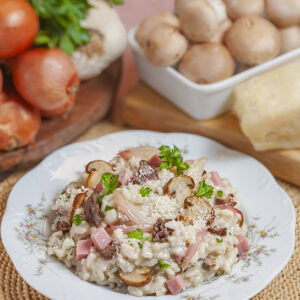 RISOTTO CON FEGATINI DI POLLO E PROSCIUTTO - 0349
