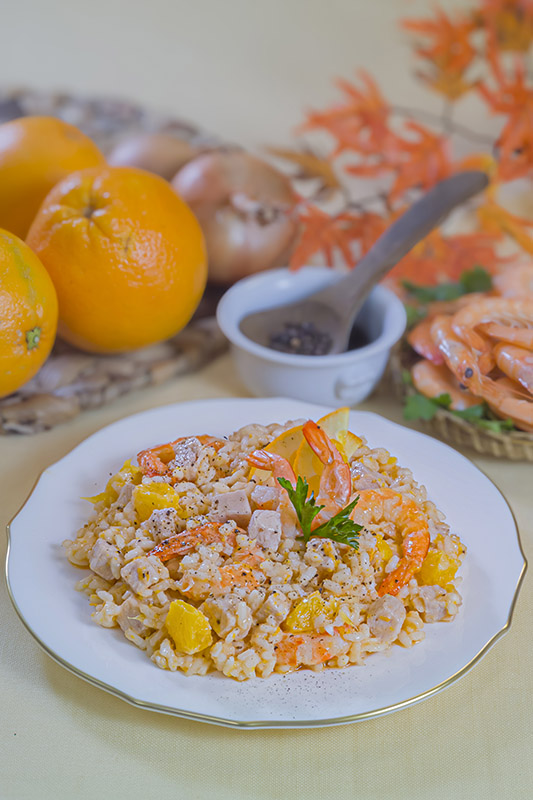 RISOTTO CON PESCE SPADA, GAMBERI E ARANCE - K5371