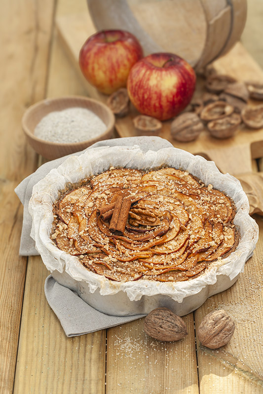TORTA DI MELE GRANO SARACENO NOCI CANNELLA ZUCCHERO DI CANNA - 1103