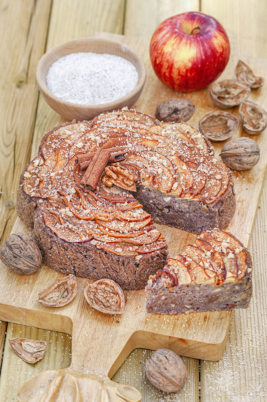TORTA DI MELE GRANO SARACENO NOCI CANNELLA ZUCCHERO DI CANNA - 1108