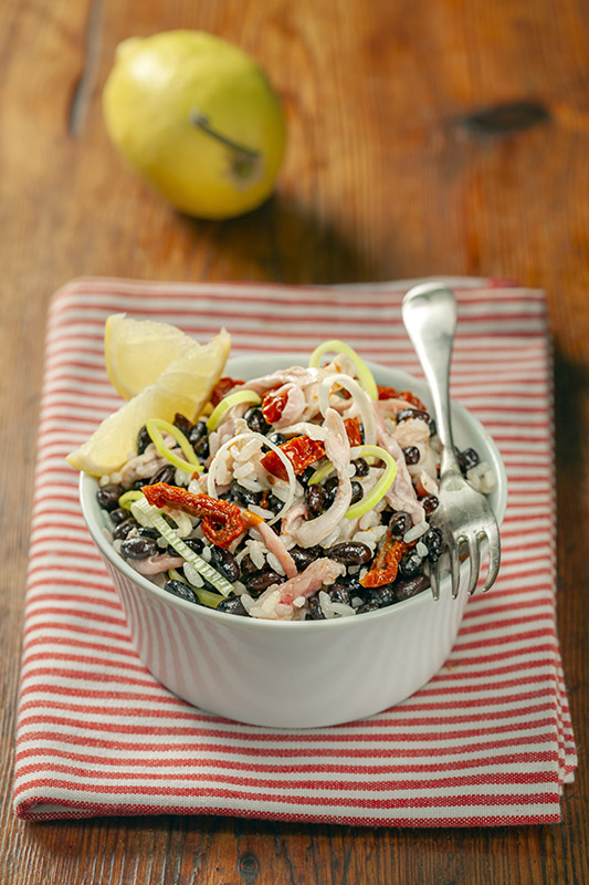 FAGIOLI NERI RISO POMODORI SOTTOLIO PORRI POLLO LIMONE - 4877