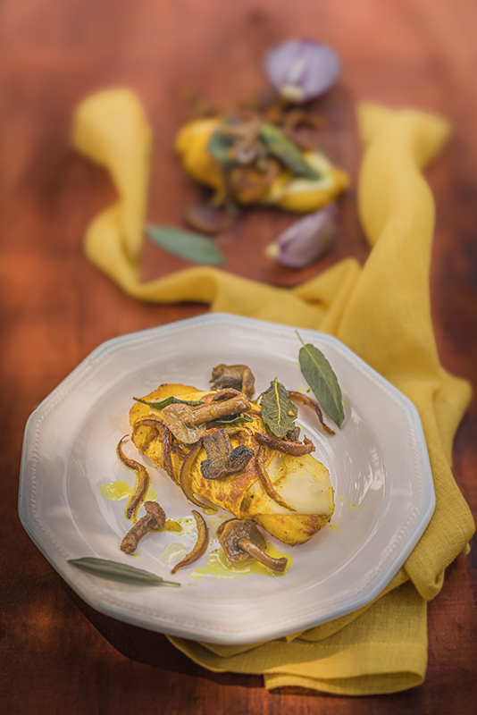 SALTIMBOCCA DI POLLO E POLENTA AI FUNGHI E CURRY - 9301