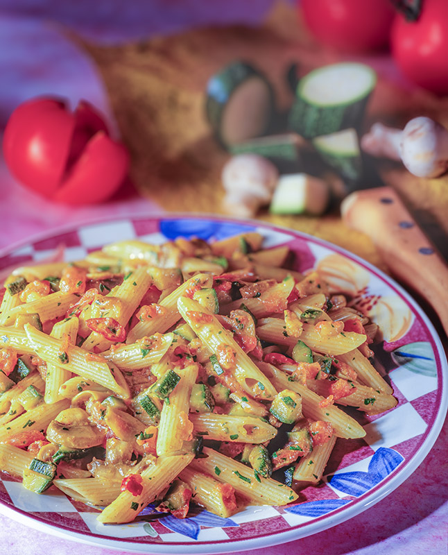 PENNE CON ZUCCHINE POMODORI E CHAMPIGNONS - 6317 - immagine 1