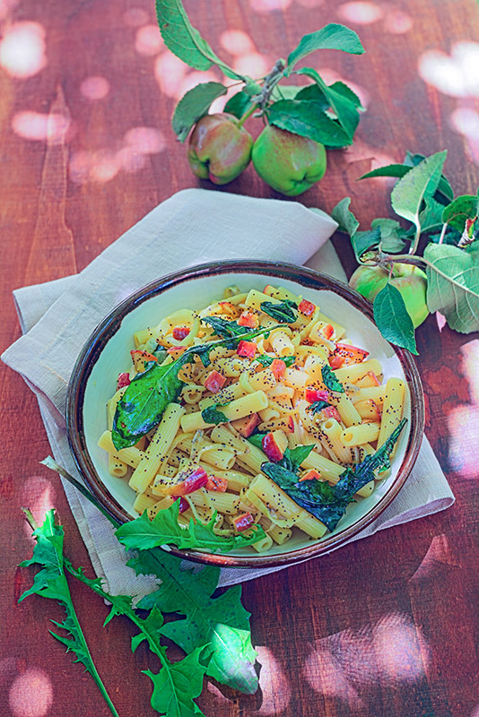 SEDANI RIGATI CON MELE SELVATICHE, TARASSACO, CIPOLLOTTI, SEMI DI PAPAVERO - 4189