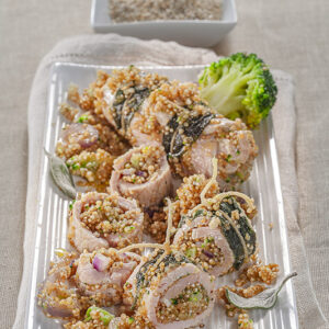 INVOLTINI DI LONZA CON BROCCOLI QUINOA SALVIA CIPOLLA ROSSA - 8637