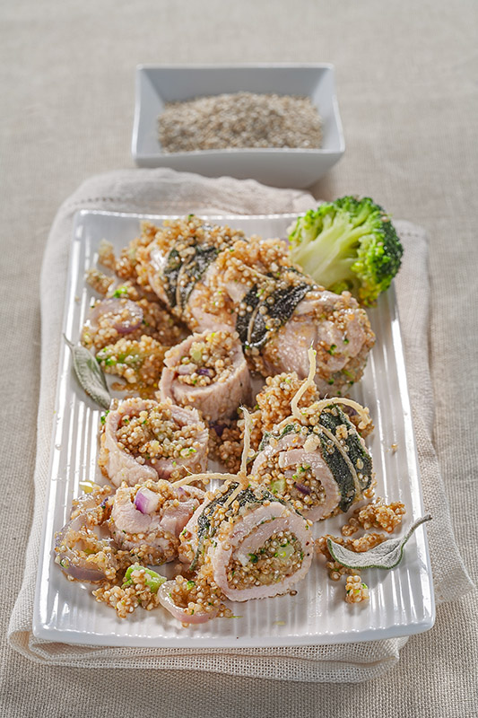 INVOLTINI DI LONZA CON BROCCOLI QUINOA SALVIA CIPOLLA ROSSA - 8637