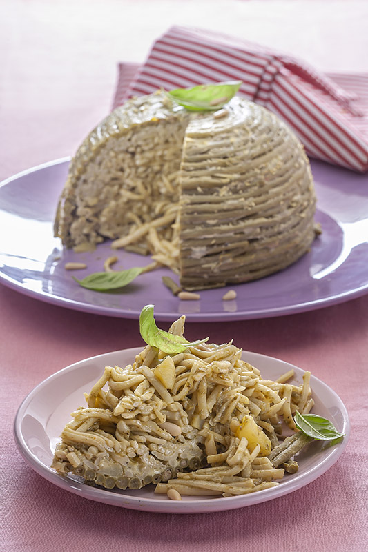 TIMBALLO DI FAGIOLINI LUNGHI CON TRENETTE AL PESTO - 7322