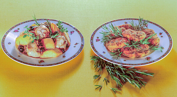 CONIGLIO ALLA CACCIATORA CON OLIVE NERE E CONIGLIO FRITTO AL PROFUMO DI ROSMARINO - S153920