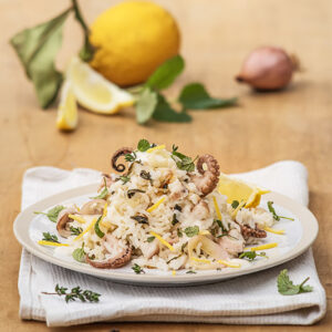 RISO BASMATI PILAF CON SALSA DI YOGURT AL LIMONE CON POLPO MELISSA TIMO SCALOGNO - 4988