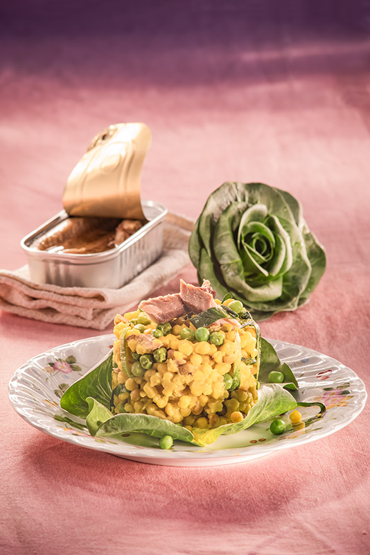 SFORMATINO DI FREGOLA PISELLI PORRI TONNO E CICORINO - 5044