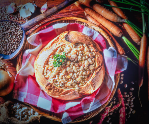 ZUPPA DI CEREALI E LEGUMI IN PAGNOTTA - S64970 - 7662
