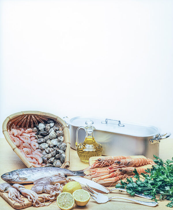 INGREDIENTI PESCE TROTA MOSCARDINI VONGOLE E GAMBERI - 5626