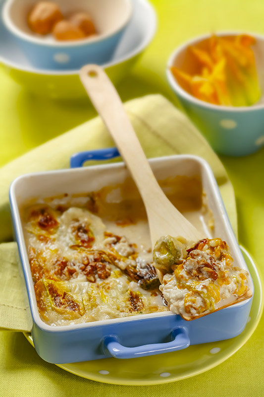 CON I PETALI - FIORI DI ZUCCA GRATINATI CON GORGONZOLA E NOCI - 6535