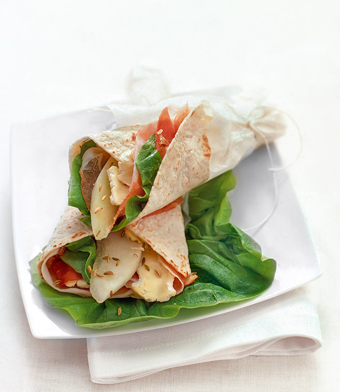 TORTILLAS CON CAMEMBERT PROSCIUTTO CRUDO MELONE E SEMI DI FINOCCHIO - S02050029 - immagine 1