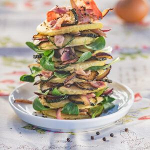 PANCAKES CON ZUCCHINE FRITTE E BACON - 9221