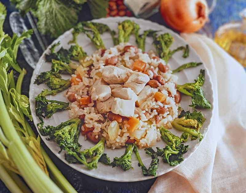 RISOTTO CON CIME DI RAPA FAGIOLI E POLLO - S55940  - 4118 - immagine 1