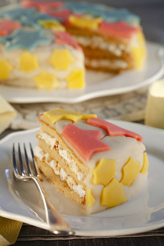 TORTA STELLE CON MARZAPANE PANNA E TORRONE - 3653