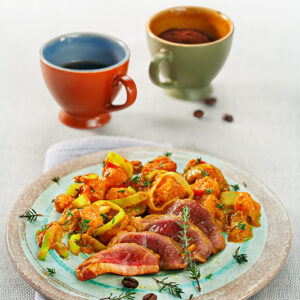 PETTO D'ANATRA CON PORRI ZUCCA CREMA DI ZUCCA CAFFÈ TIMO - 8290