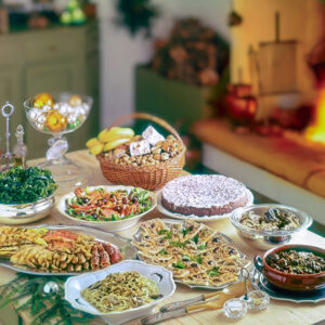TARTINE DI MAGRO, PASTA CON LE VONGOLE, LUMACHE ALLA PIACENTINA, INSALATA RICCA, FRITTO MISTO DI PESCE, FRUSTENGO - GI52760 - 018
