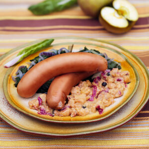 WURSTEL AFFUMICATI CON SALSA DI MELE RENETTE CIPOLLA ROSSA SENAPE GINEPRO - 6666