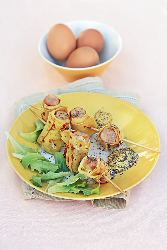 SPIEDINI DI CREPES WURSTEL EDAM SENAPE SEMI DI PAPAVERO - 8586